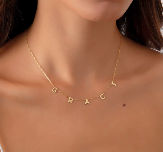 925 Sterling Silver Personalized Space Letter Name Necklace