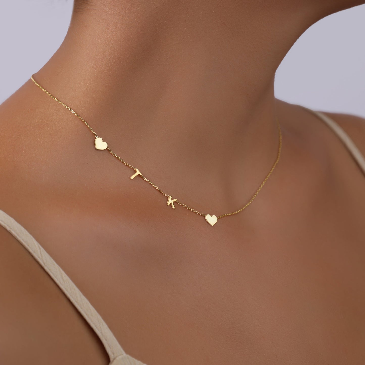 925 Sterling Silver Personalized Side Letter Tiny Necklace