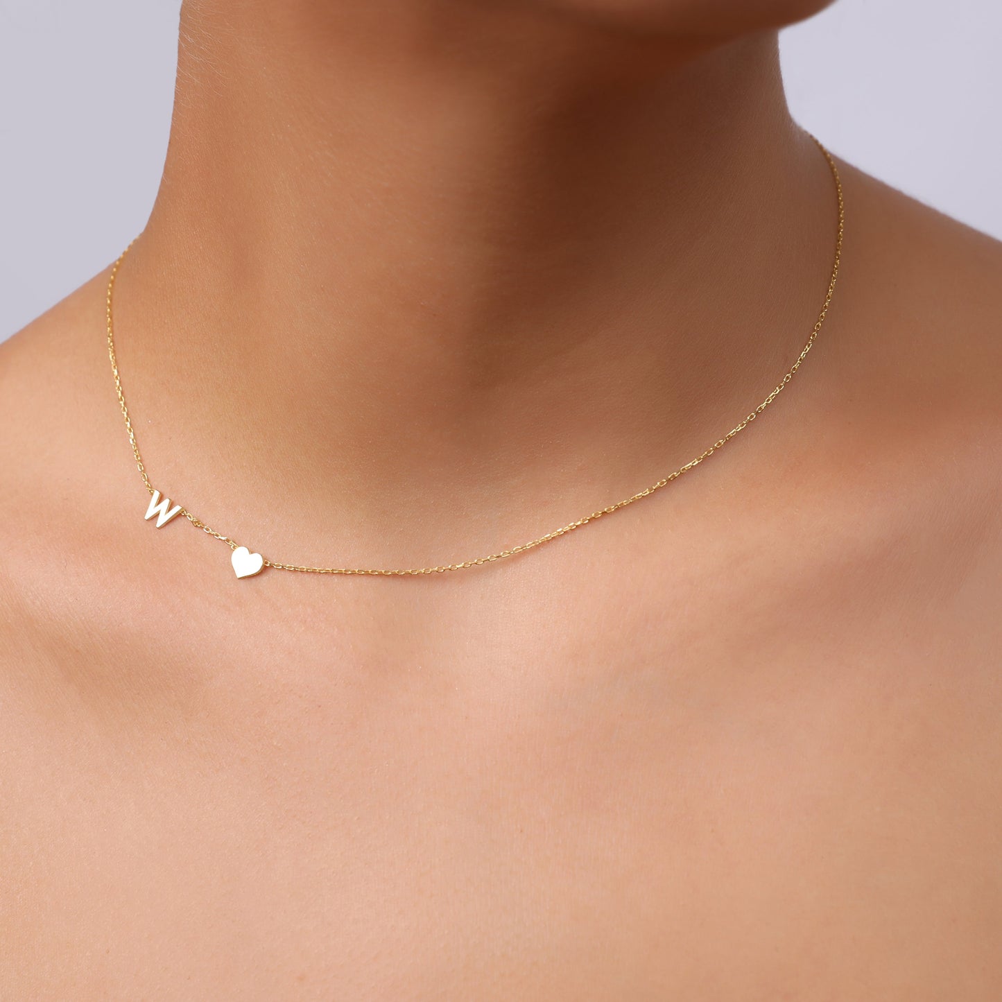 925 Sterling Silver Personalized Side Letter Tiny Necklace