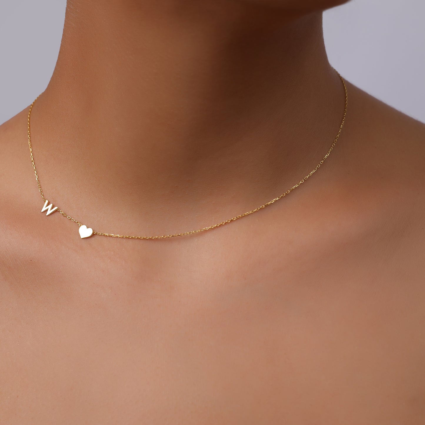 925 Sterling Silver Personalized Sideways Letter Heart Necklace