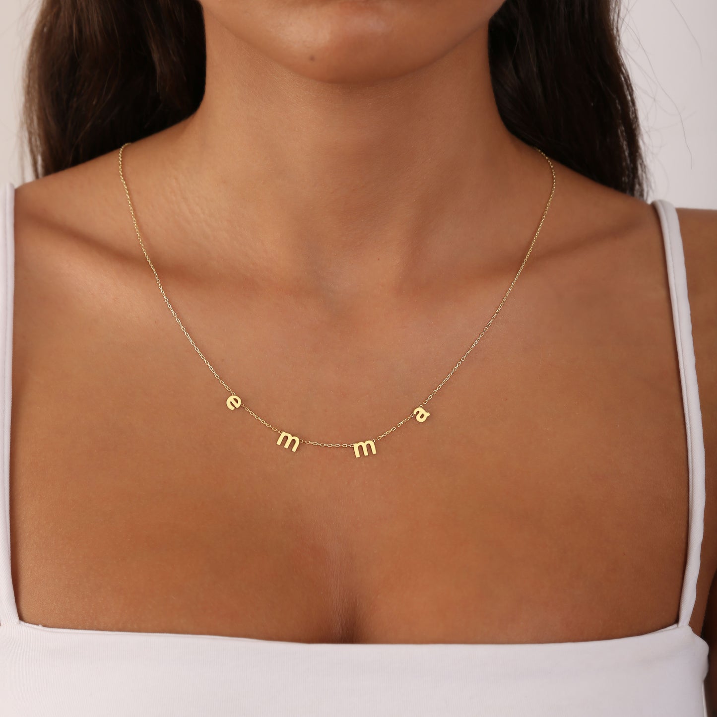 925 Sterling Silver Personalized Space Letter Lowercase Necklace