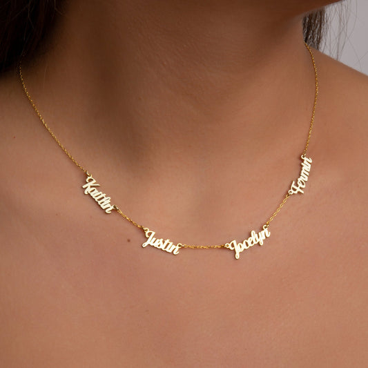 925 Sterling Silver Personalized Necklace with 2, 3, or 4 Names