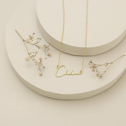 925K Sterling Silver Script Name Necklace