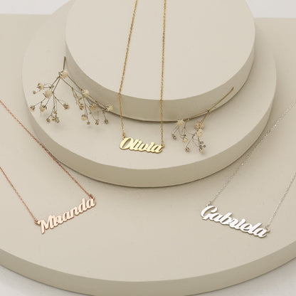 925K Sterling Silver Dainty Name Necklace