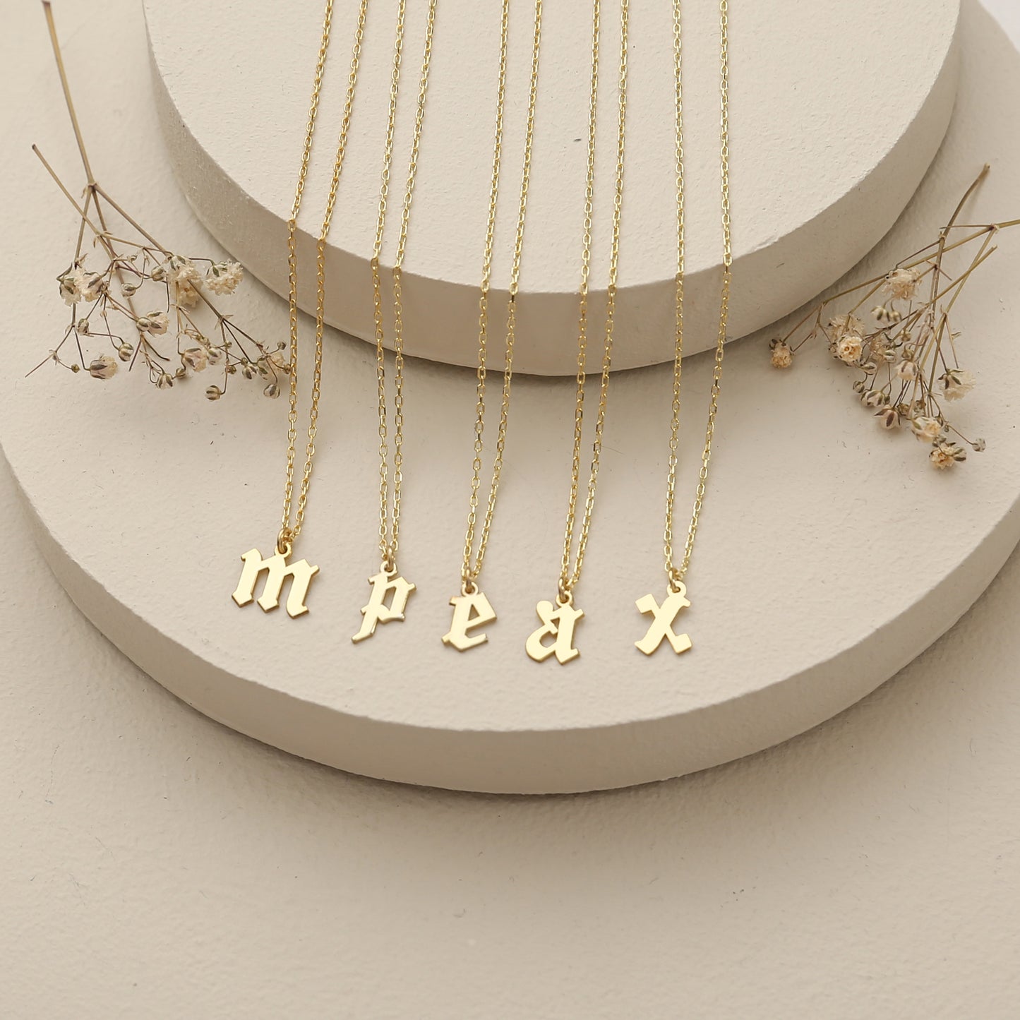 925 Sterling Silver Personalized Old English Letter Necklace