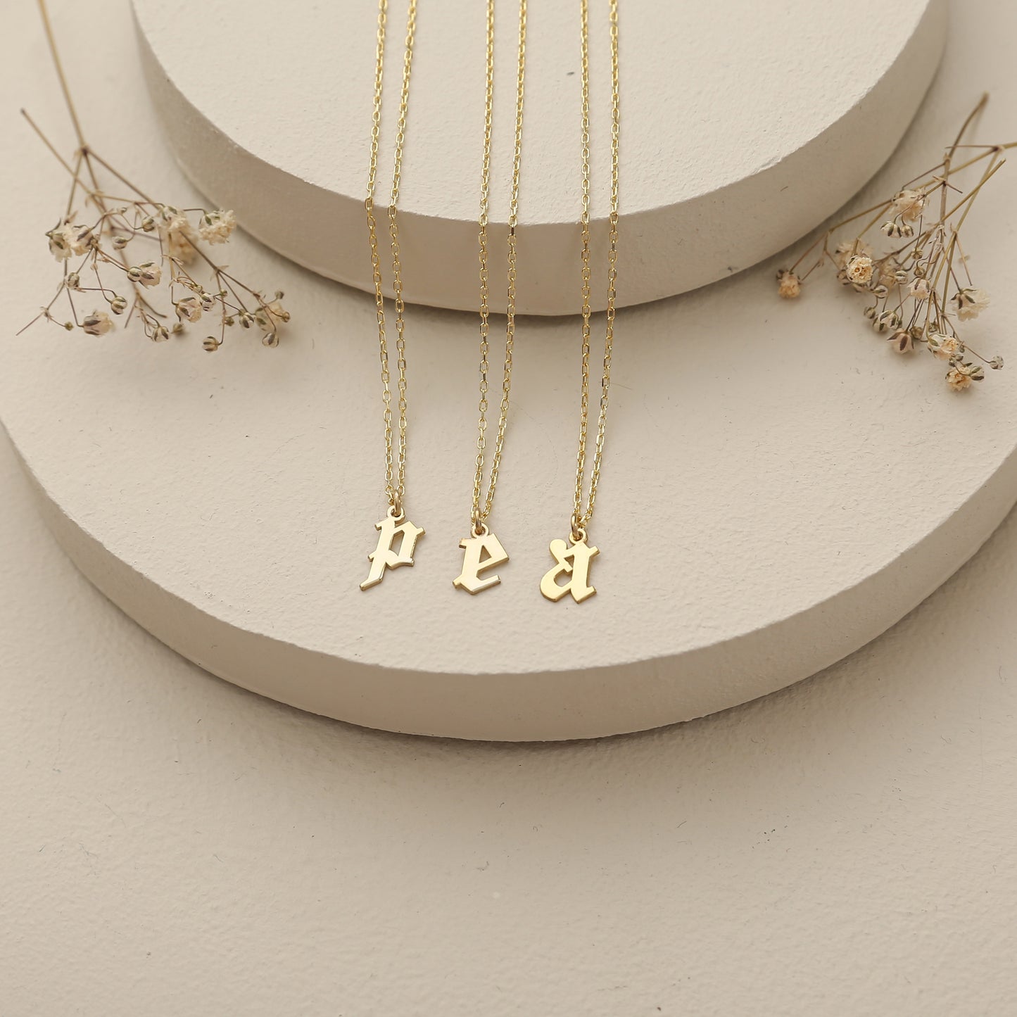 925 Sterling Silver Personalized Old English Letter Necklace