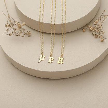 925 Sterling Silver Personalized Old English Letter Necklace