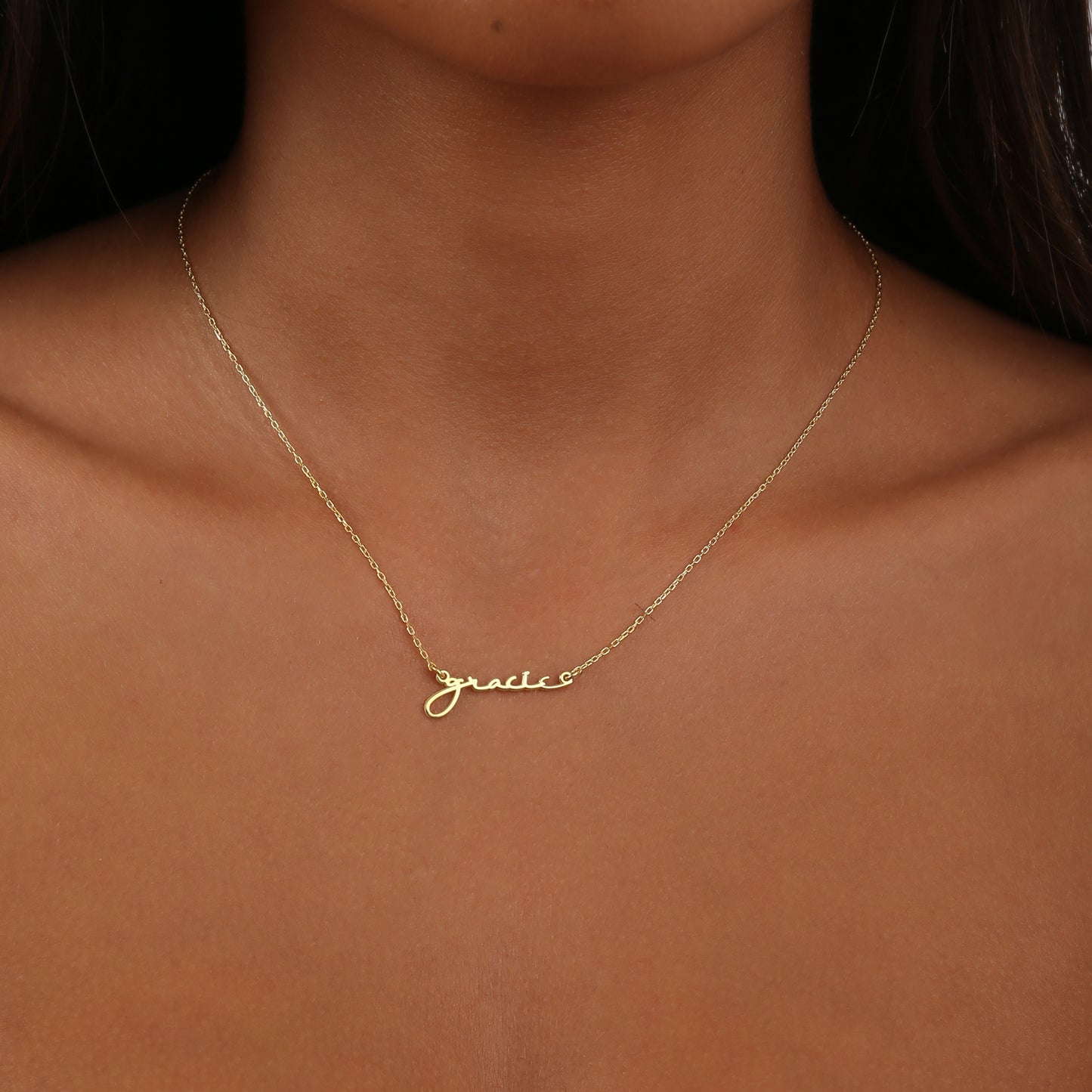 925K Sterling Silver Tiny Cursive Name Necklace