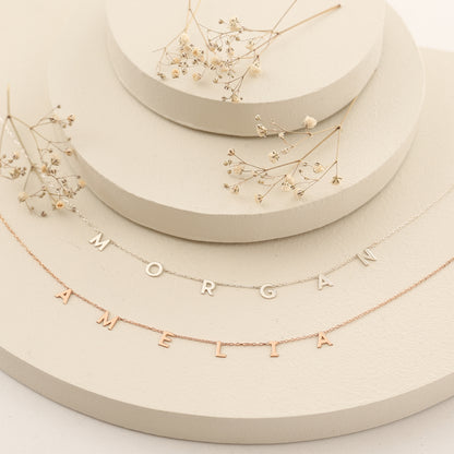 925 Sterling Silver Personalized Space Letter Name Necklace