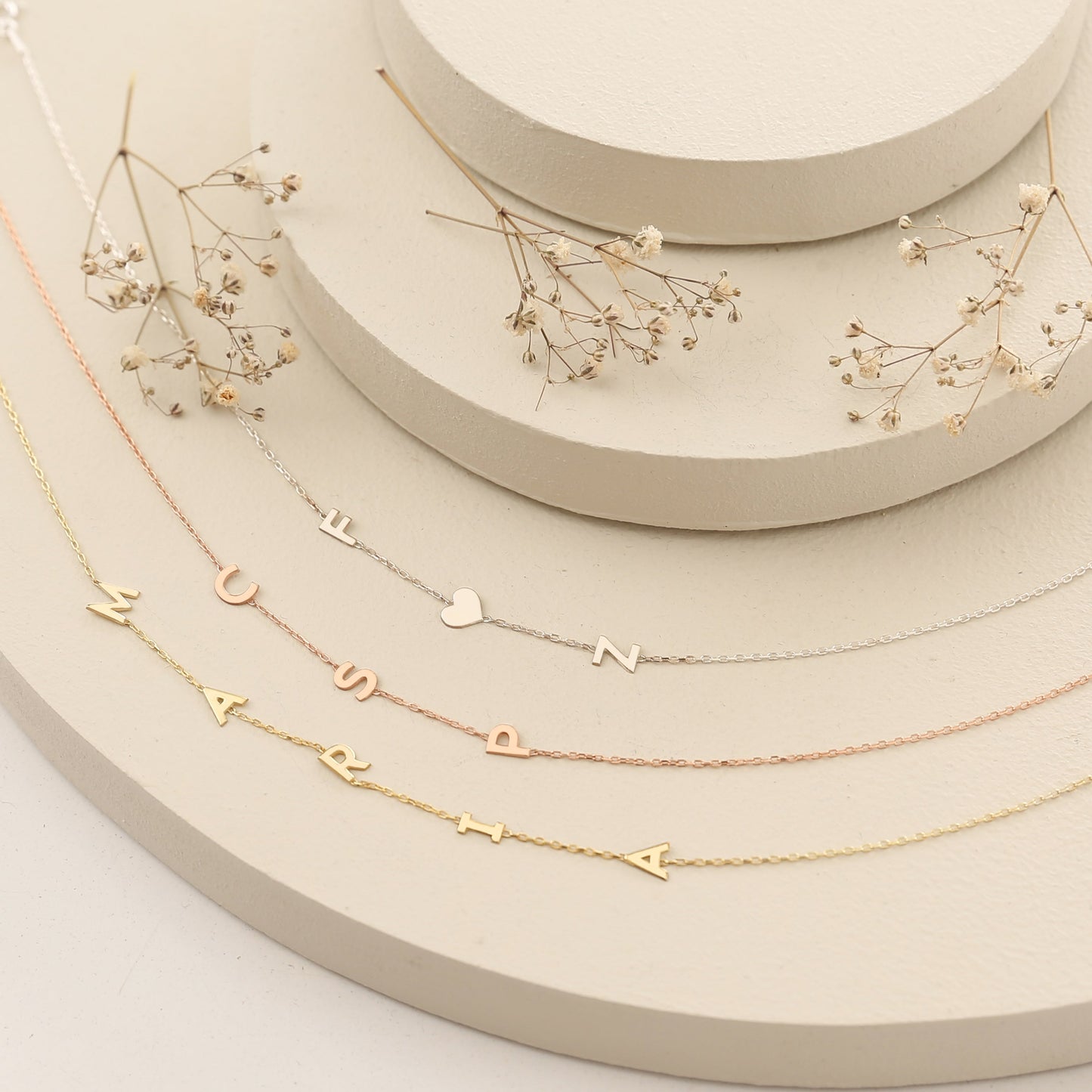 925 Sterling Silver Personalized Side Letter Necklace