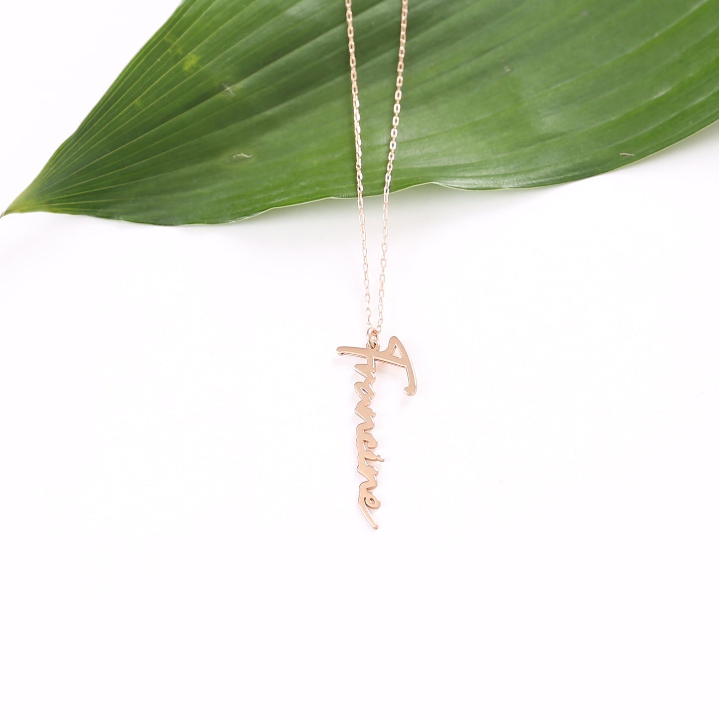 925 Sterling Silver Personalized Handwritten Vertical Name Necklace