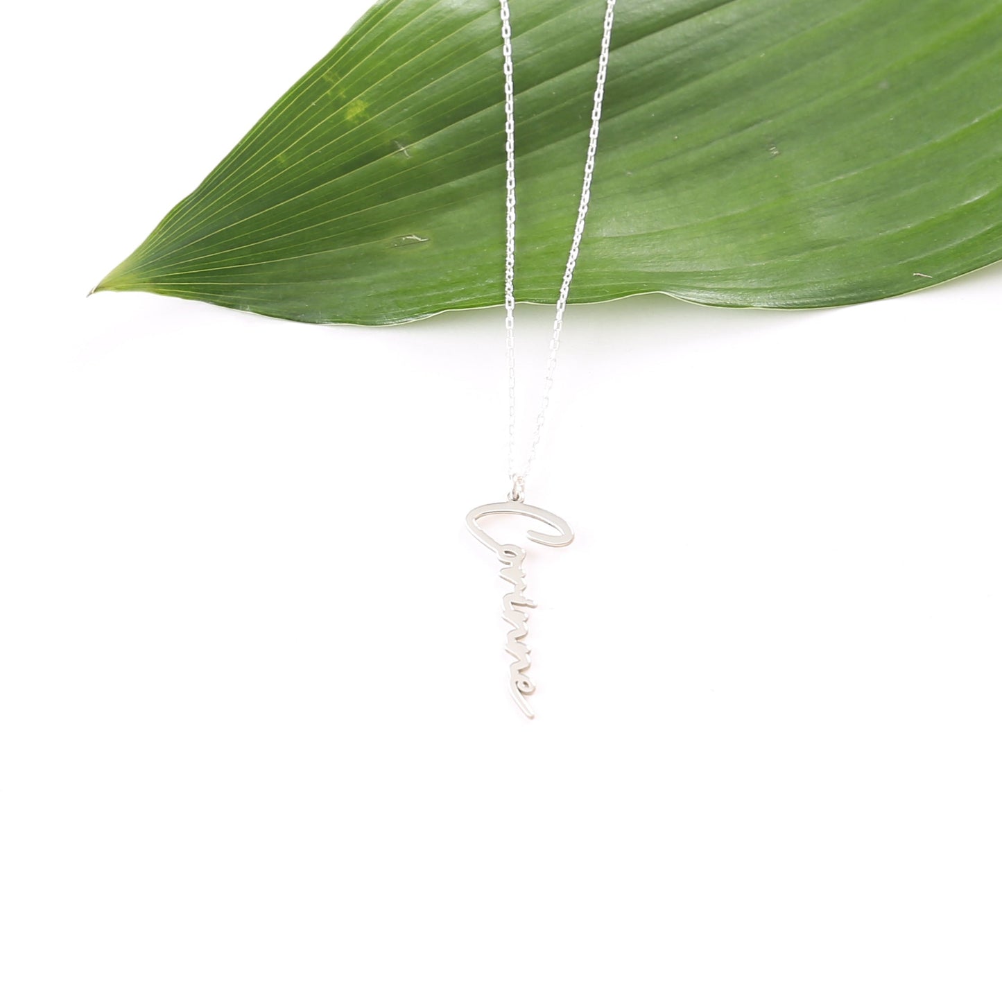 925 Sterling Silver Personalized Handwritten Vertical Name Necklace