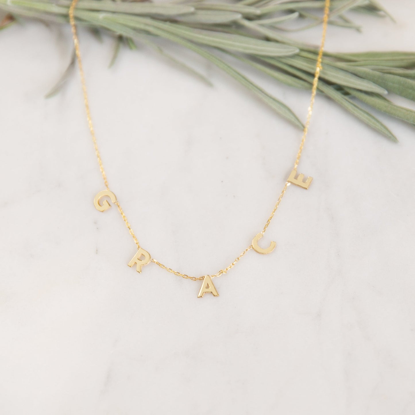 925 Sterling Silver Personalized Space Letter Name Necklace