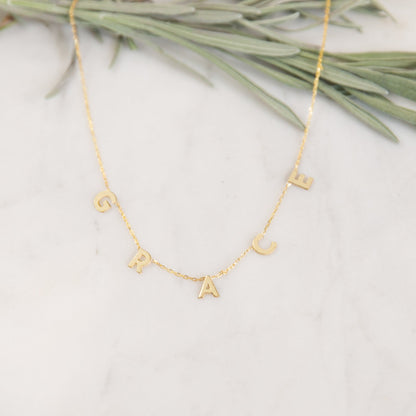 925 Sterling Silver Personalized Space Letter Name Necklace