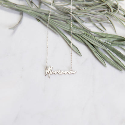 925 Sterling Silver Personalized Script Name Necklace
