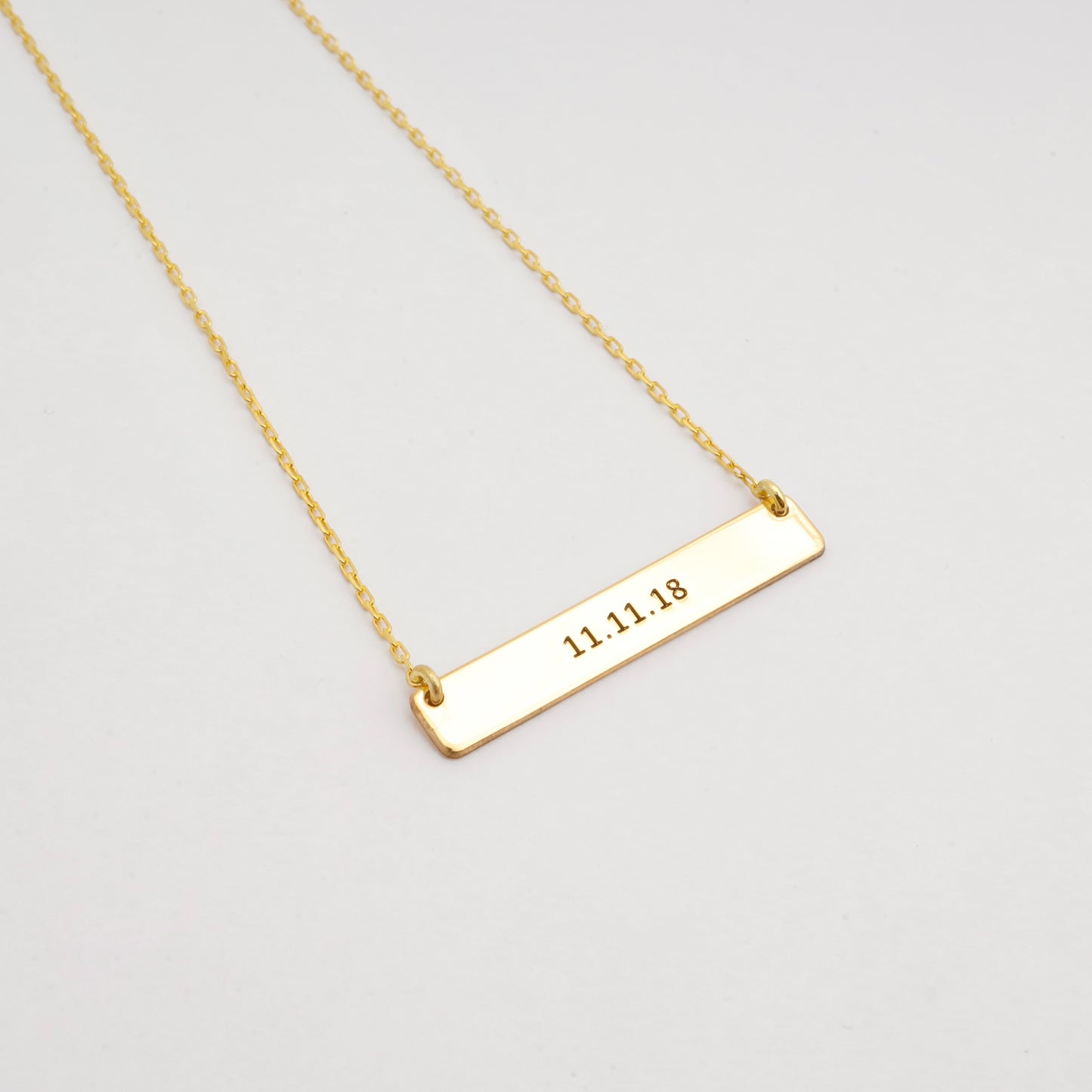 925 Sterling Silver Personalized Name and Date Engraved Plate Necklace