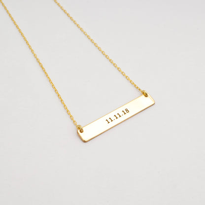 925 Sterling Silver Personalized Name and Date Engraved Plate Necklace