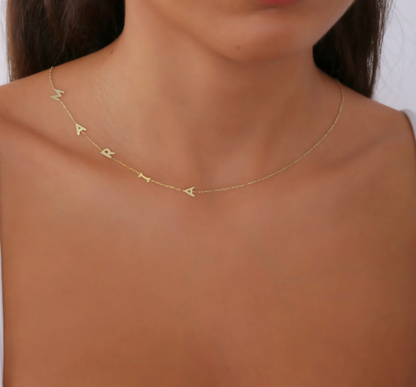 925 Sterling Silver Personalized Side Letter Necklace