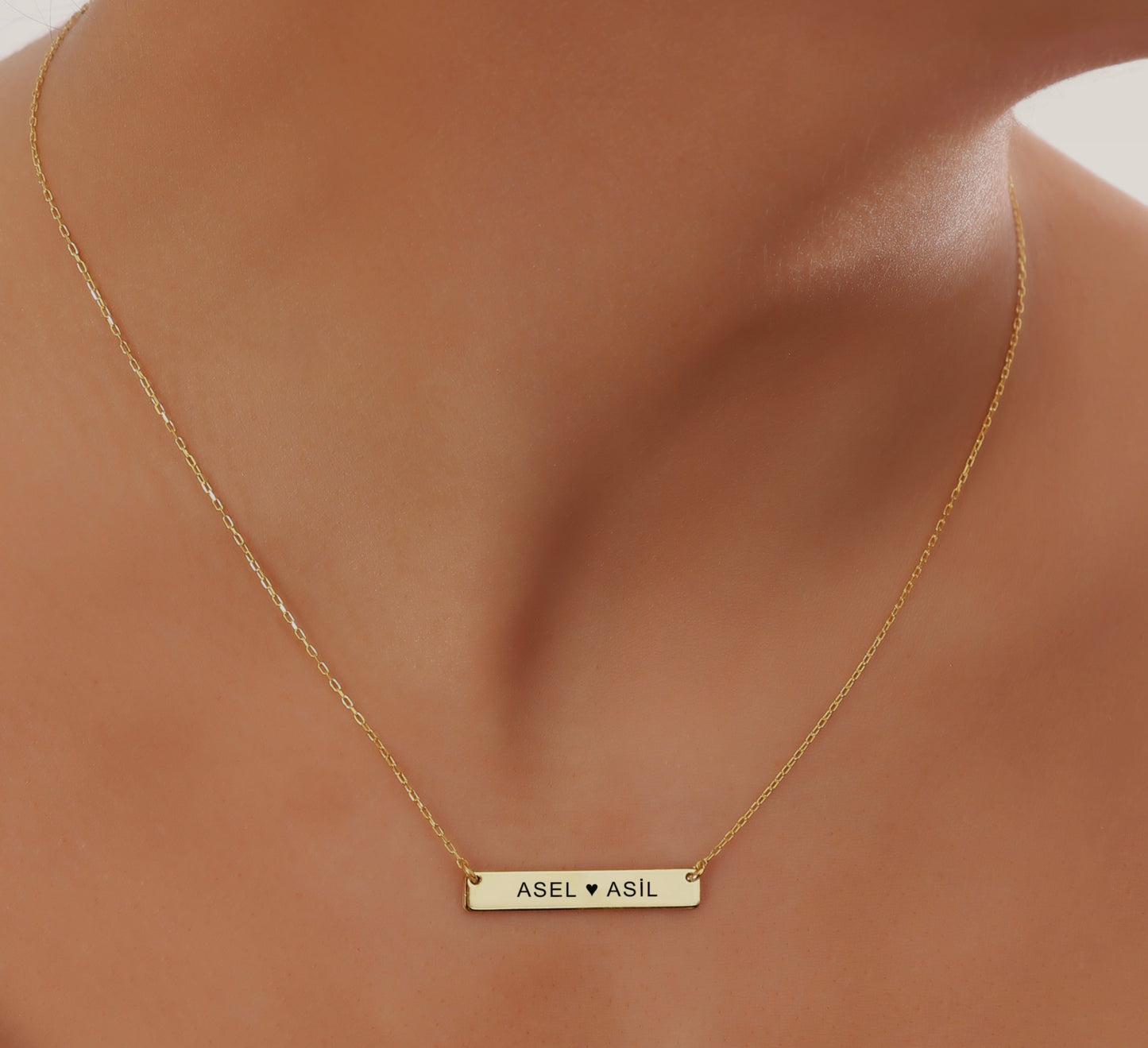 925 Sterling Silver Personalized Name and Date Engraved Plate Necklace