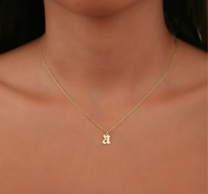 925 Sterling Silver Personalized Old English Letter Necklace