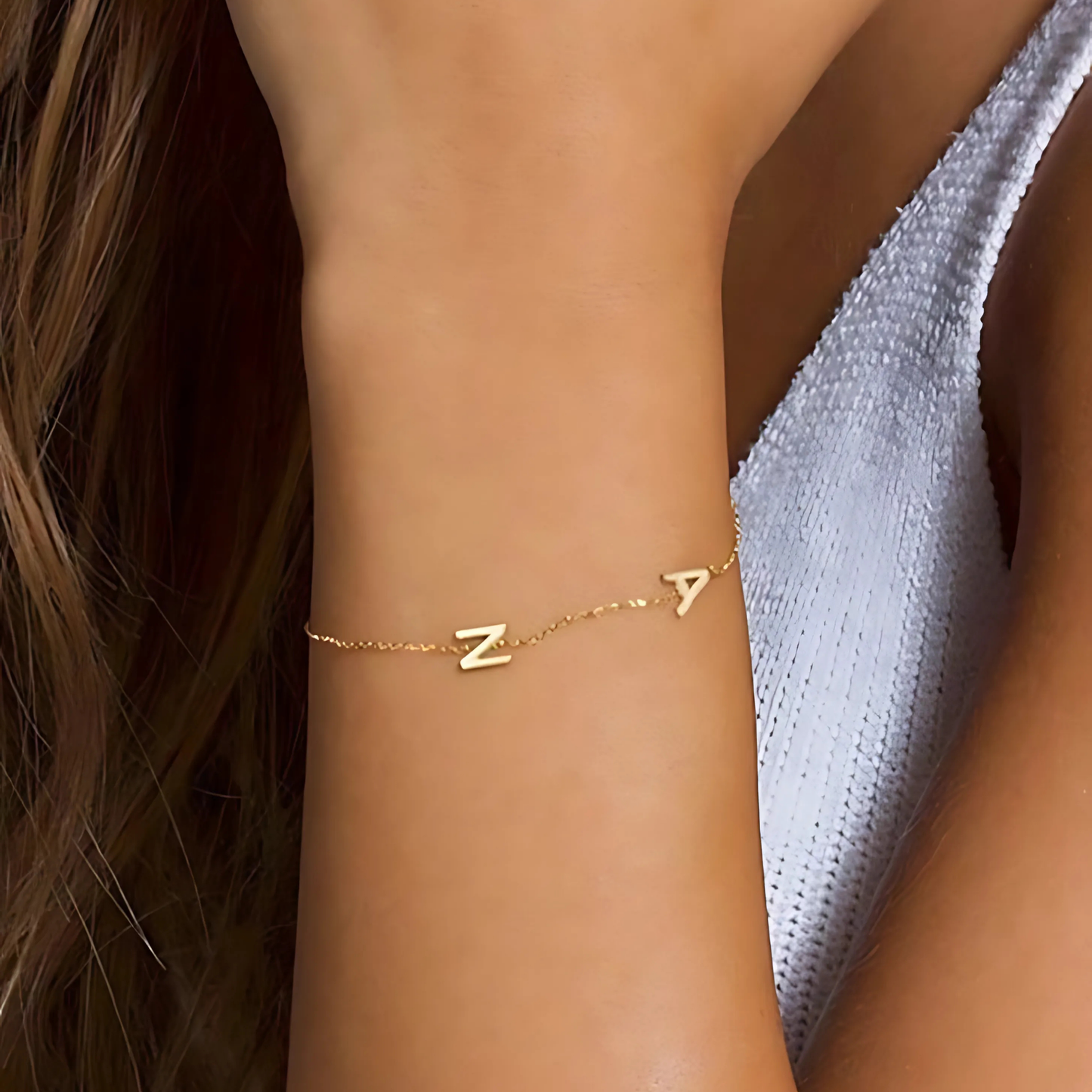 925 Sterling Silver Personalized Bracelet with Letter and Initial
