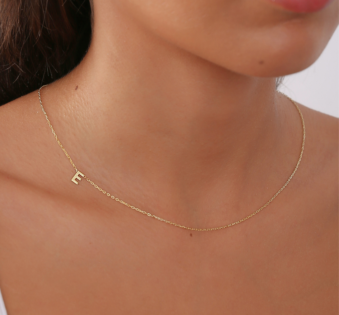 925 Sterling Silver Personalized Sideway Letter Necklace