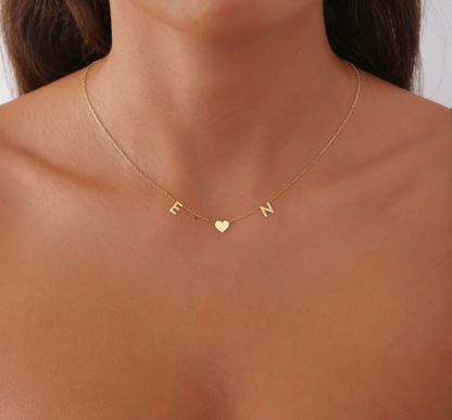 925 Sterling Silver Personalized Heart-Centered Letter Necklace