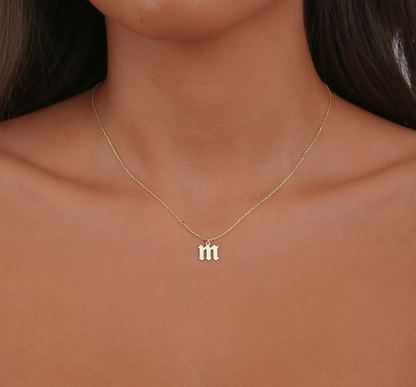 925 Sterling Silver Personalized Old English Letter Necklace