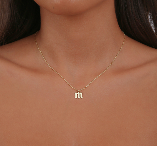 925 Sterling Silver Personalized Old English Letter Necklace