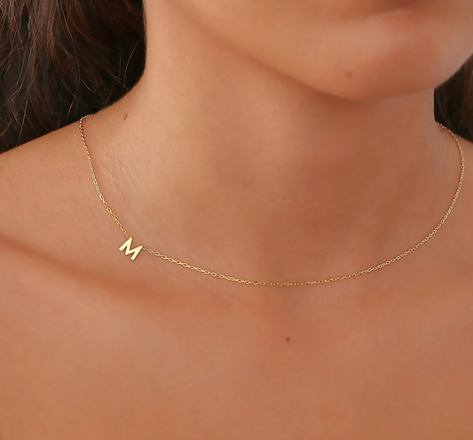 925 Sterling Silver Personalized Sideway Letter Necklace