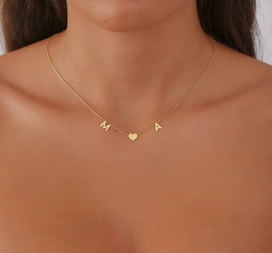 925 Sterling Silver Personalized Heart-Centered Letter Necklace