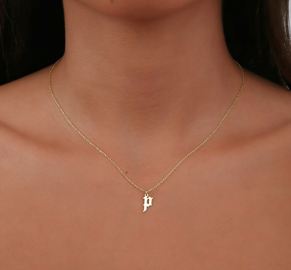 925 Sterling Silver Personalized Old English Letter Necklace