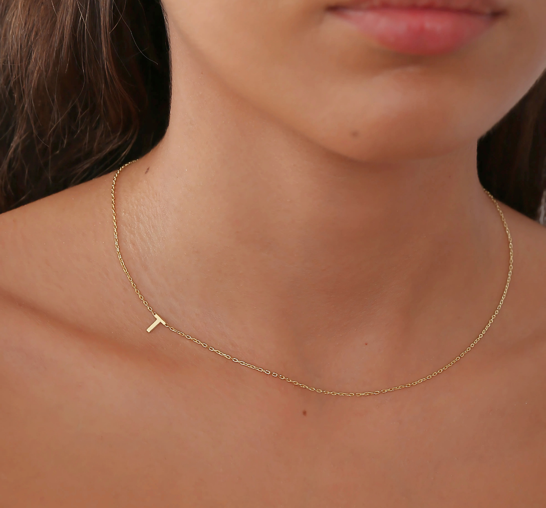 925 Sterling Silver Personalized Sideway Letter Necklace