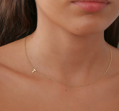 925 Sterling Silver Personalized Sideway Letter Necklace